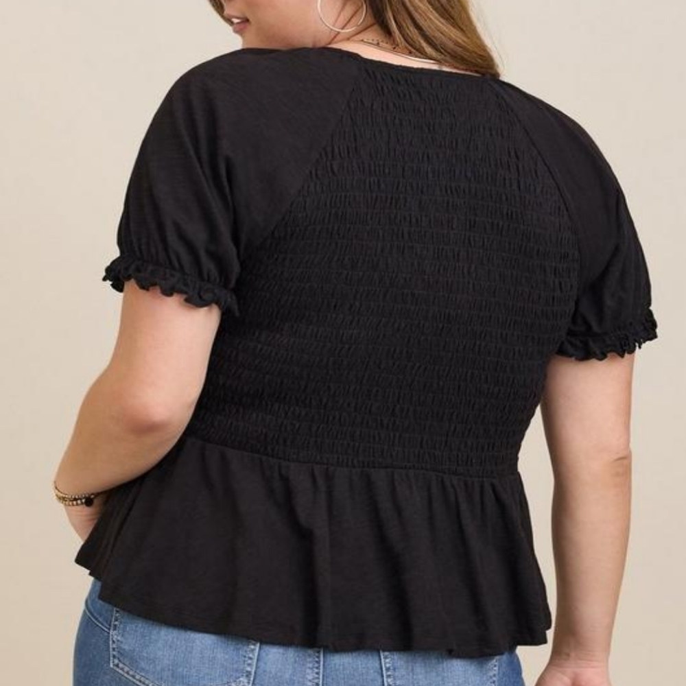 Torrid Black Babydoll Top size 4XL Smocked 4XL - Picture 3 of 11
